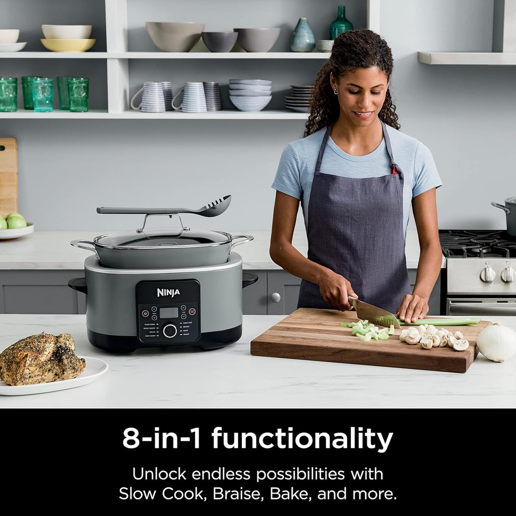 Ninja MC1001 Foodi PossibleCooker PRO 8.5 Quart Multi-Cooker, with 8-in-1 Slow Cooker, Dutch Oven, Steamer, Glass Lid Integrated Spoon, Nonstick, Oven Safe Pot to 500°F