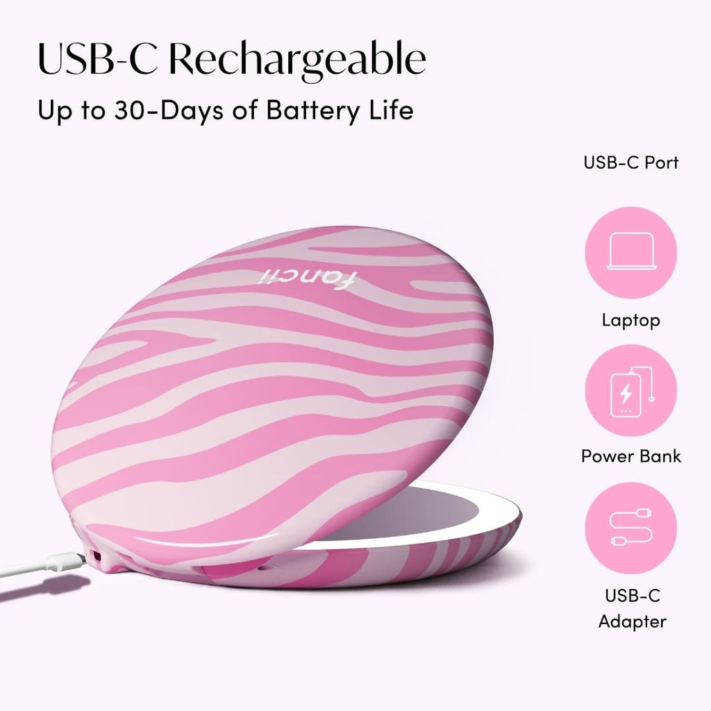 Taylor LED Compact Mirror | Blush Zebra