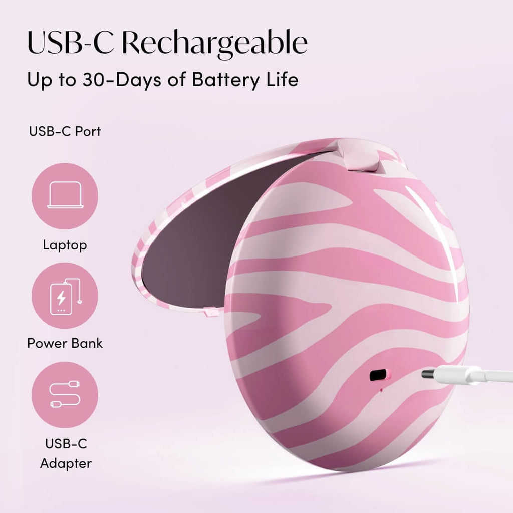 Mini Taylor LED Compact Mirror | Blush Zebra
