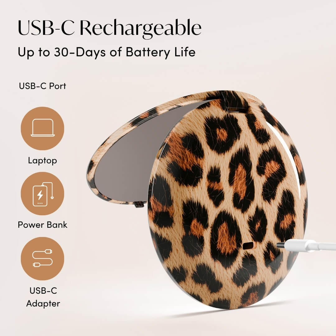 Mini Taylor LED Compact Mirror | Cheetah Chic
